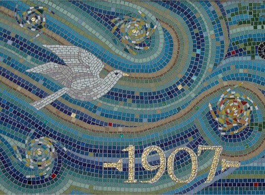 White Dove on Blue Sky Mosaic from the Settlement in Letchworth