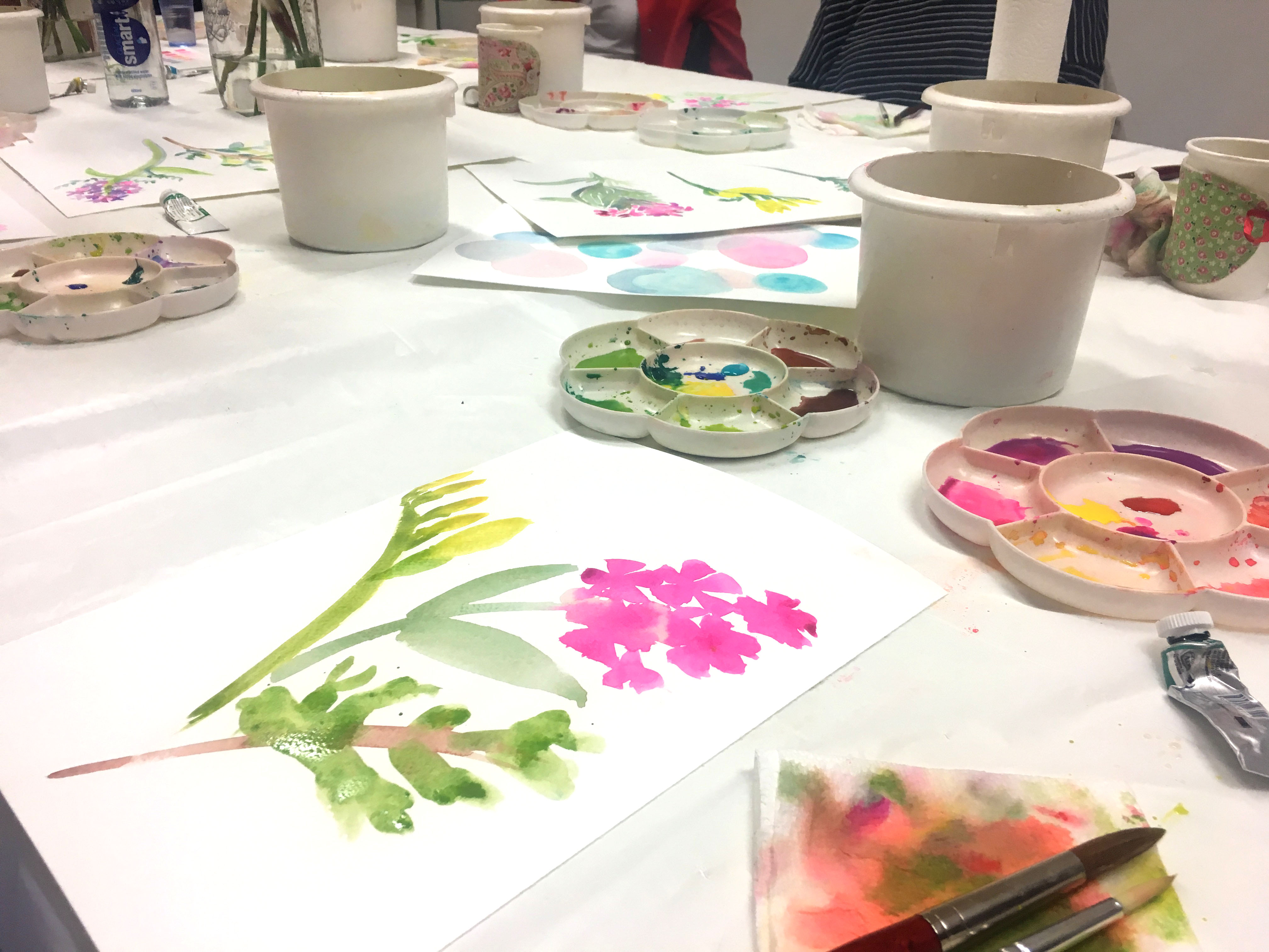 Watercolour workshop at tea and crafting in covent garden london