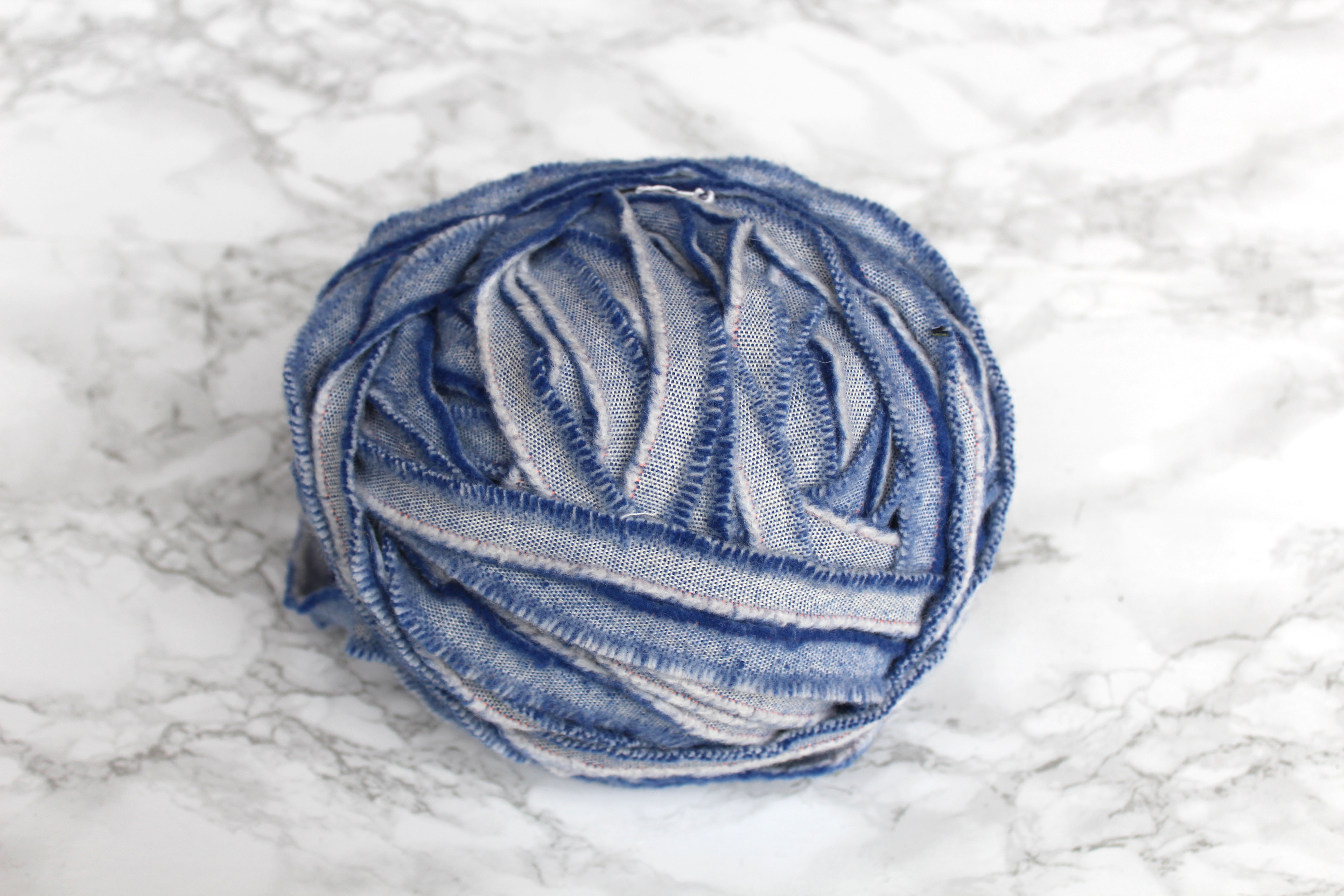Narrow Strips of Blue Blanket Yarn