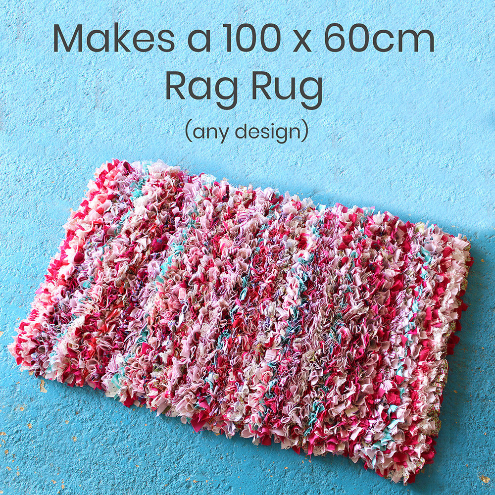 Pink shaggy stripey rag rug
