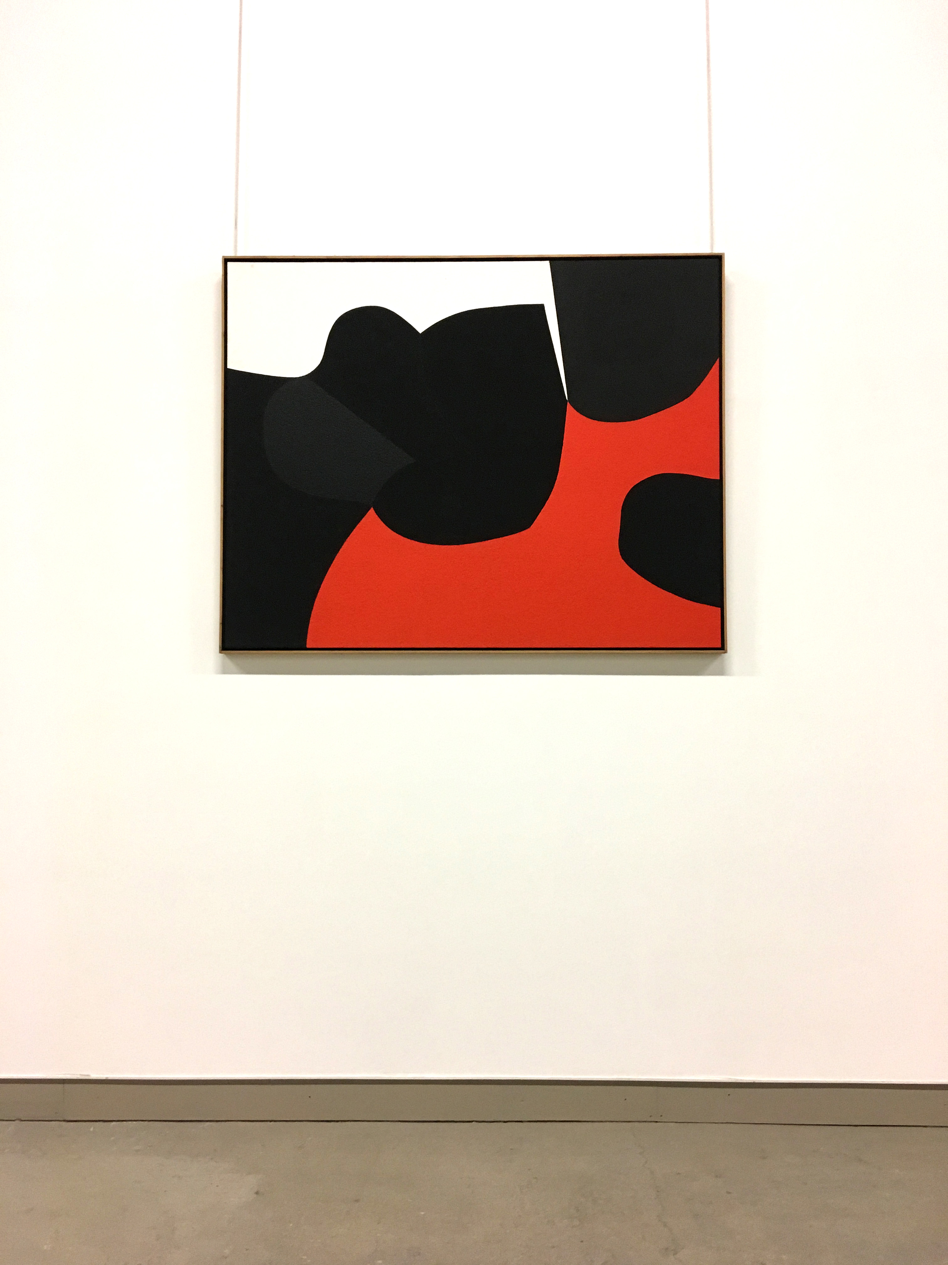 Black, red and white Alberto Burri artwork in fondazione burri ex seccatoi