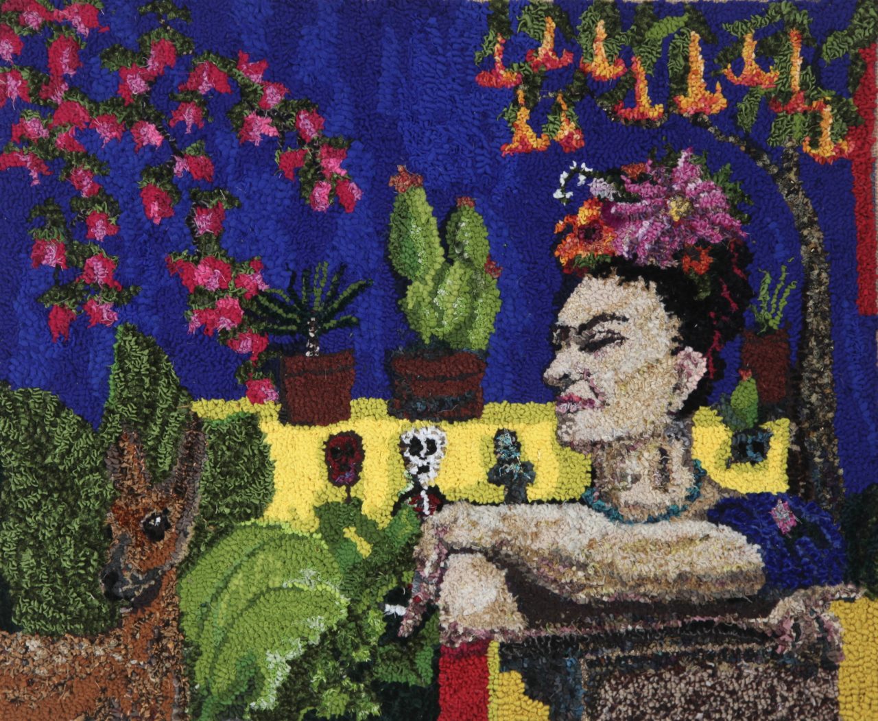 Frida Kahlo Handmade pictoral rag rug