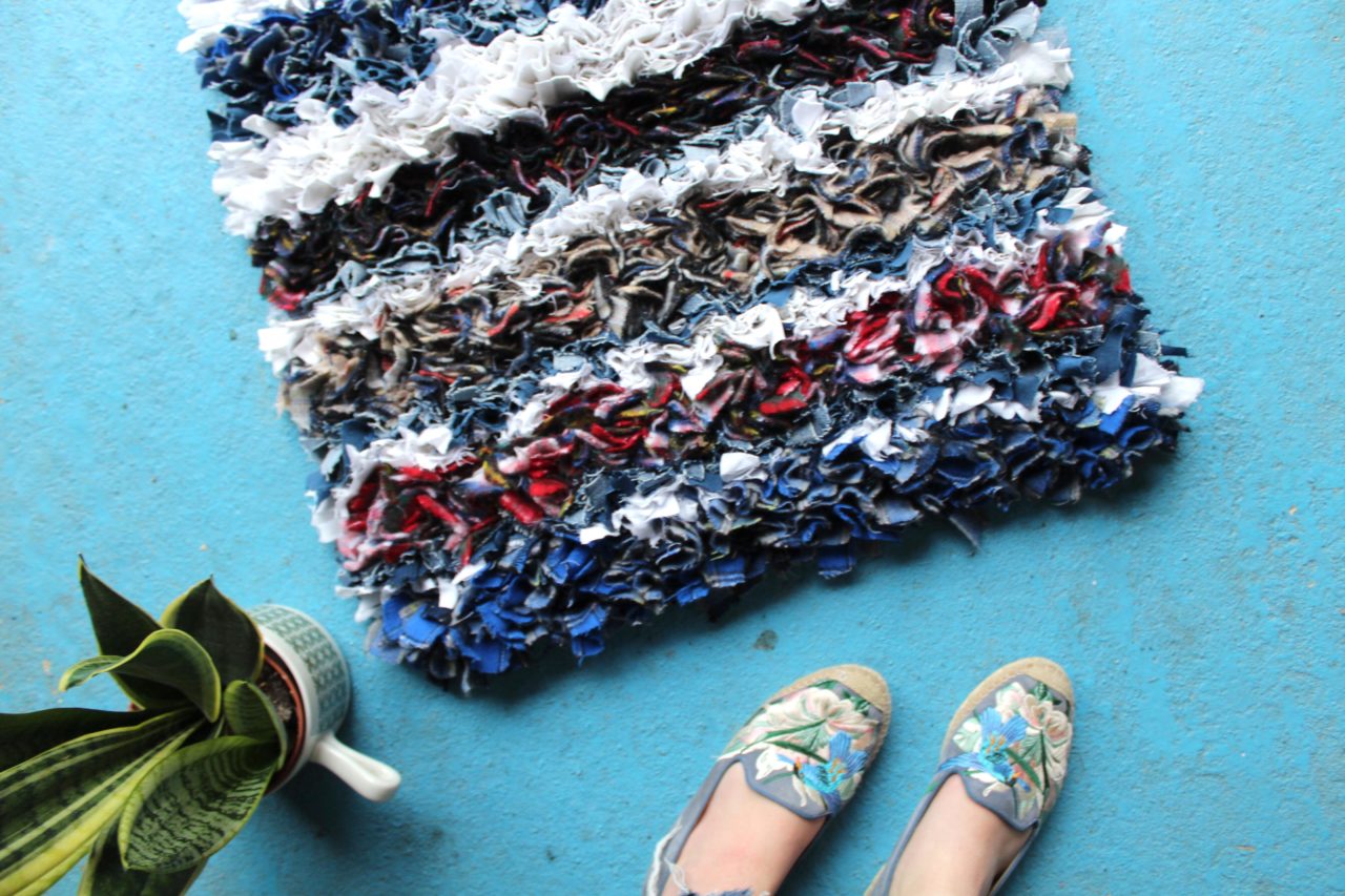 Ragged Life Blog Striped rag rug with feet Ragged Life Blog