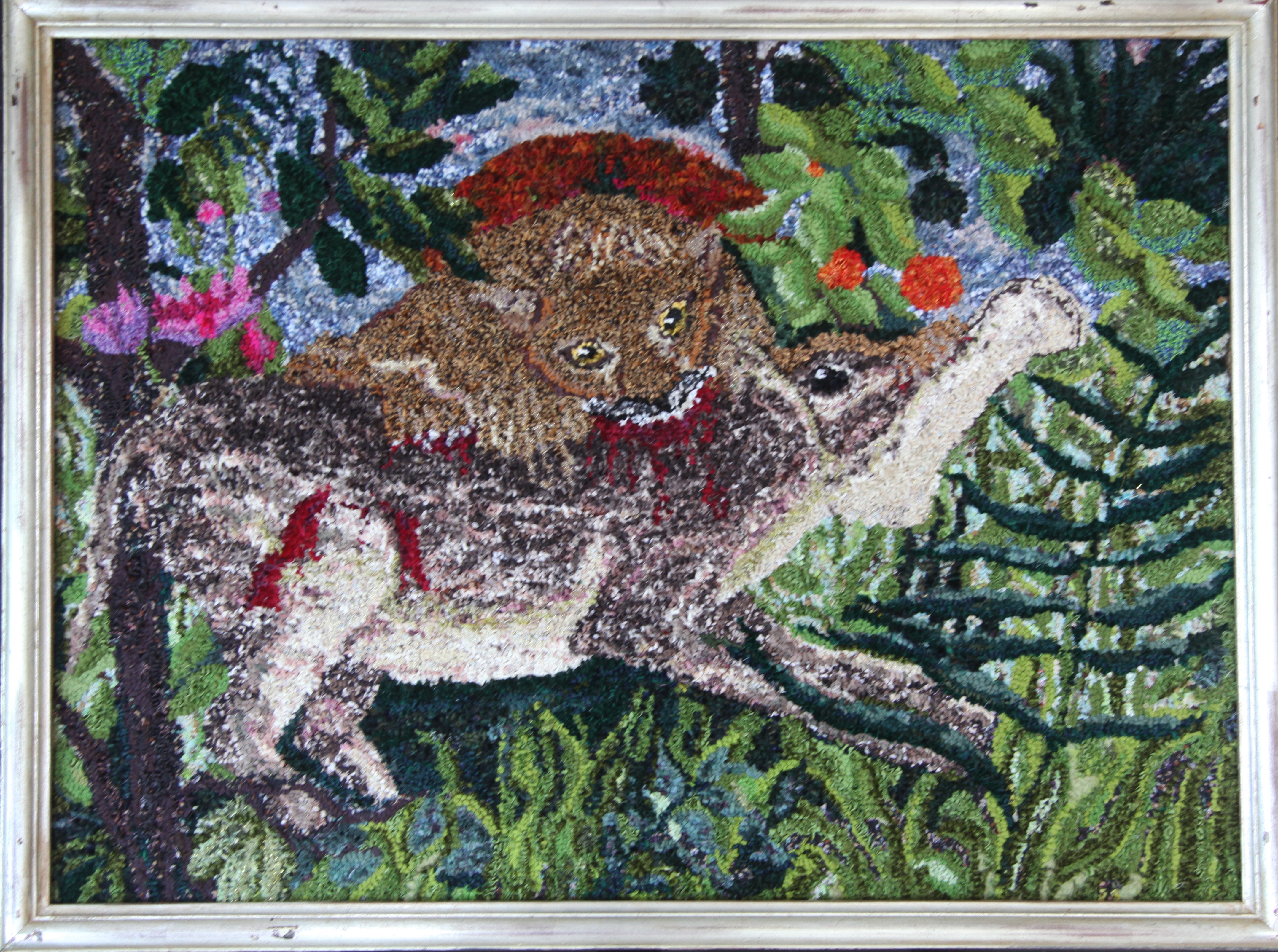 Rag rug lioness artwork