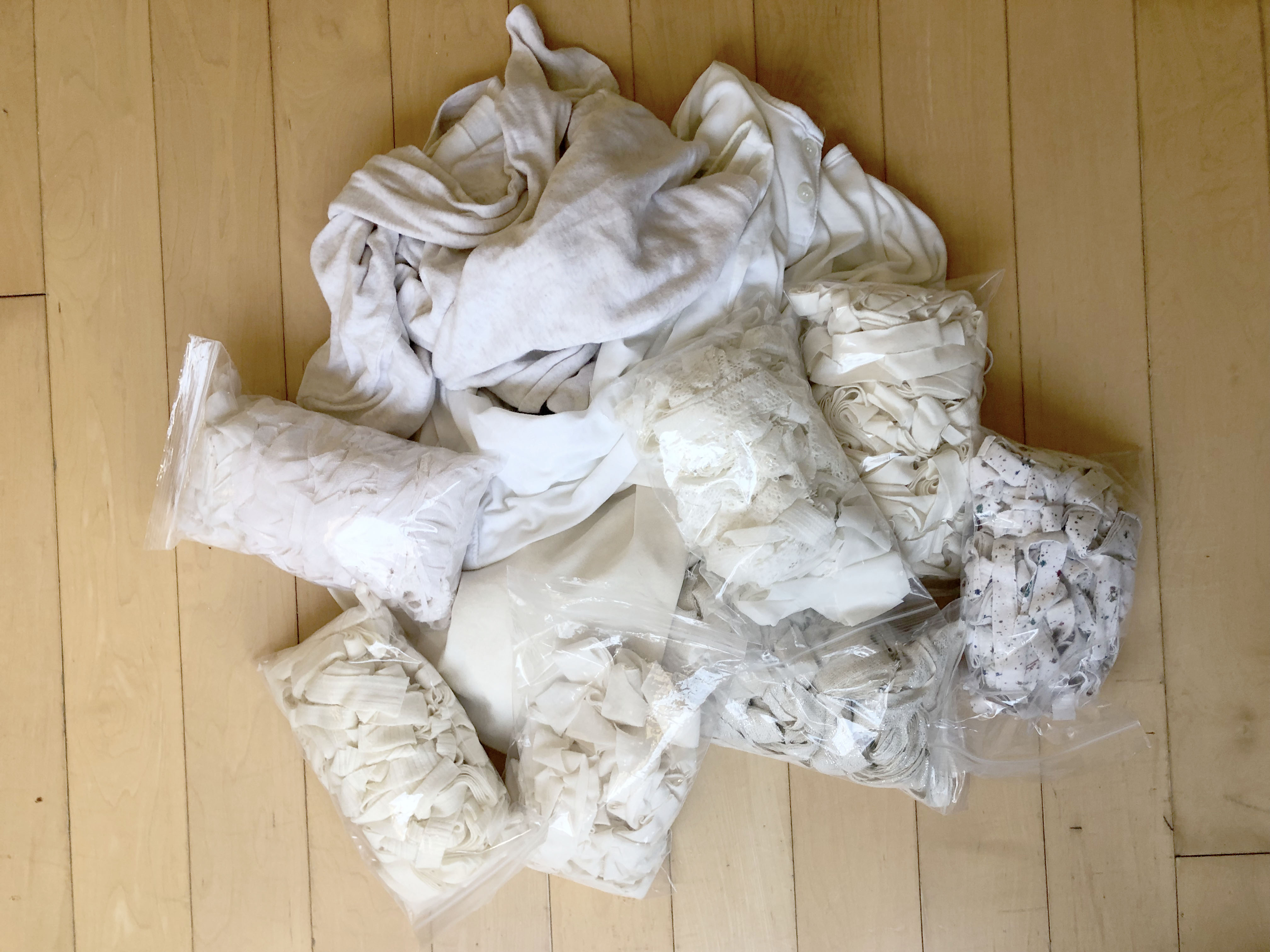 Cream fabric for making a berber rag rug