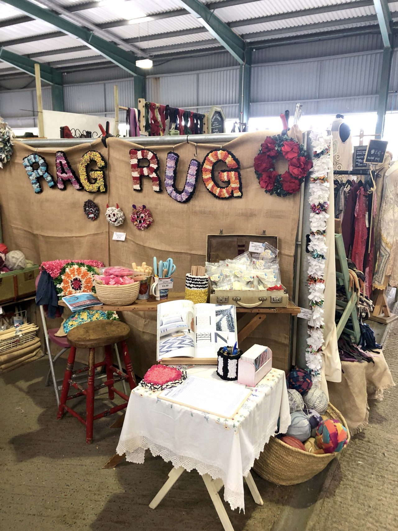 Ragged Life rag rug stand at Woolfest 2019 in Cockermouth, Cumbria festival