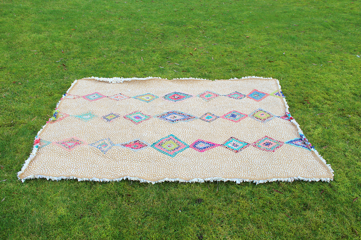 Back of a berber style rag rug