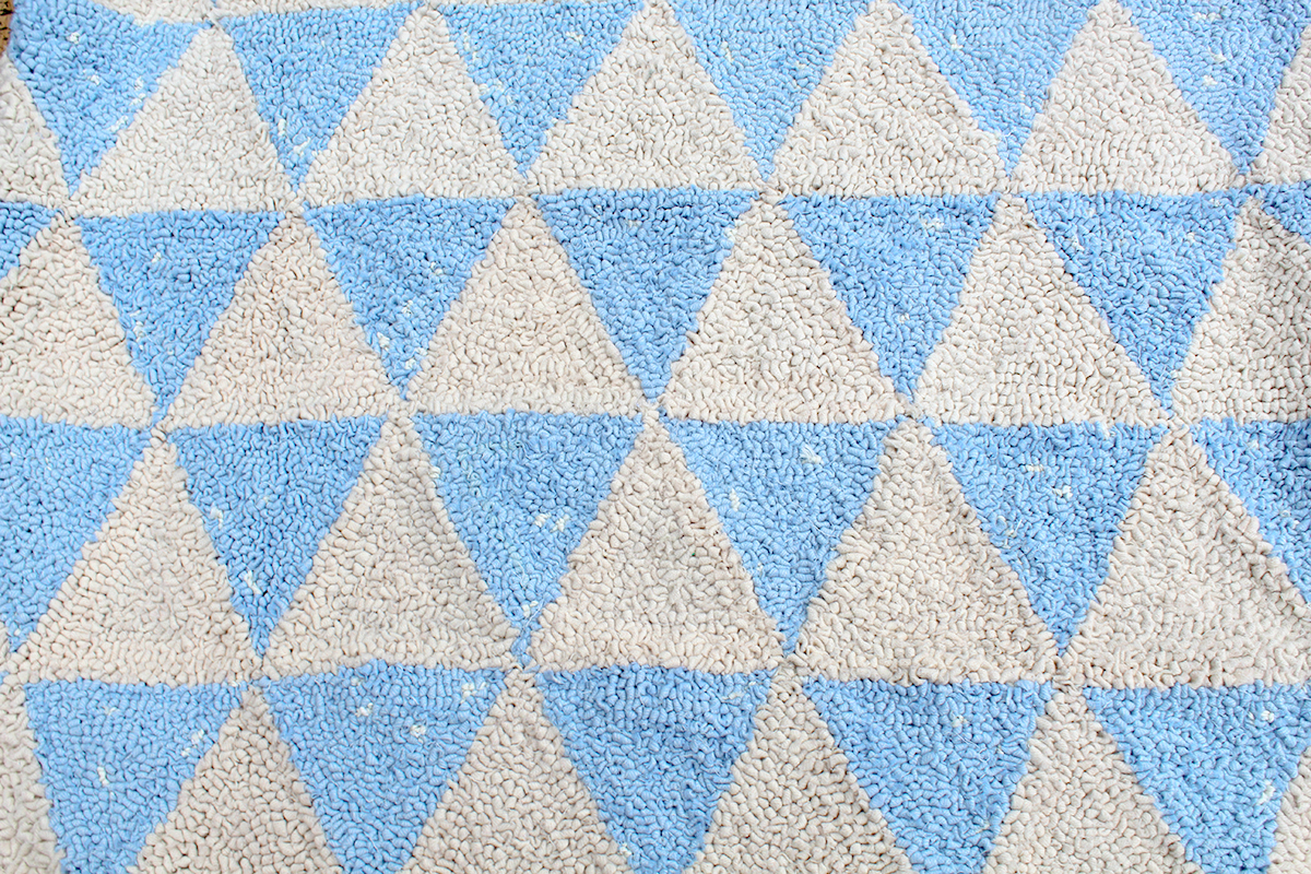 Blue and cream rag rug