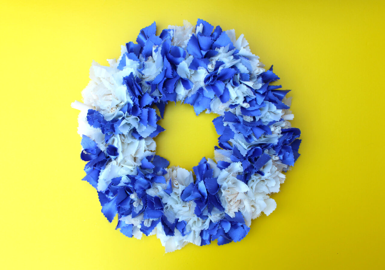 Finished Wreath on Yellow Background