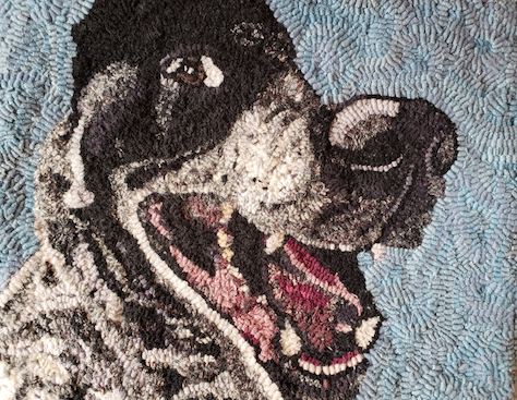 Needle Punched Hooked Rag Rug Dog Portrait