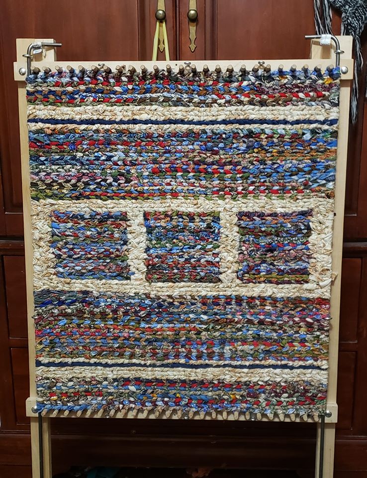 Multicoloured Patterned Rag Rug