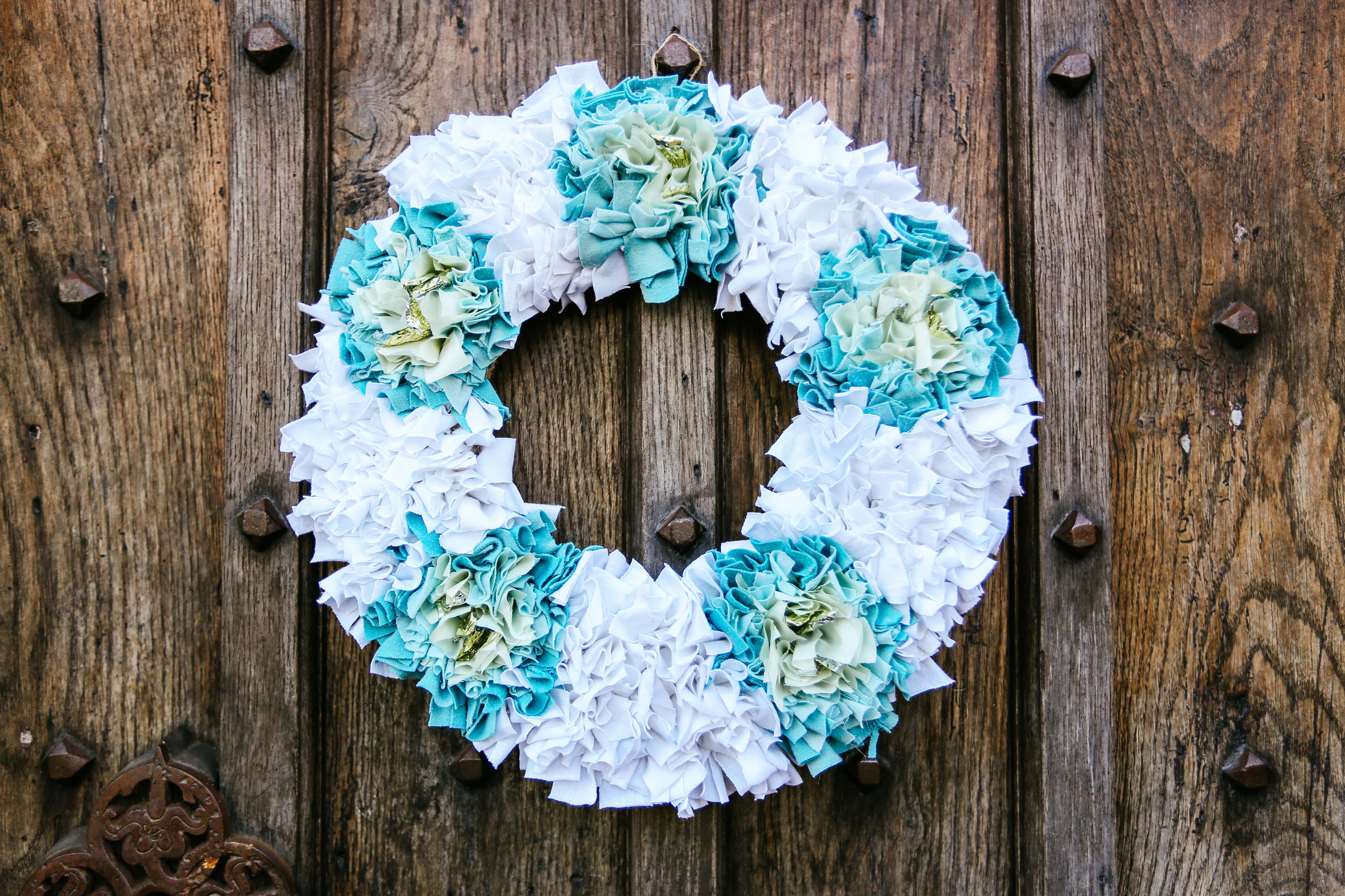 White Rag Rug Wreath