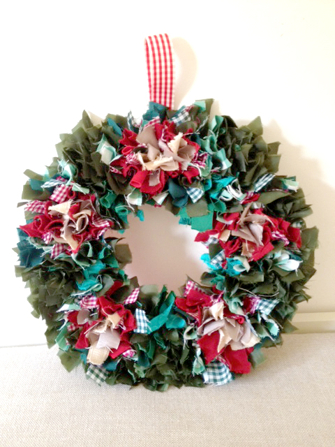 Handmade Rag rug Christmas wreath 