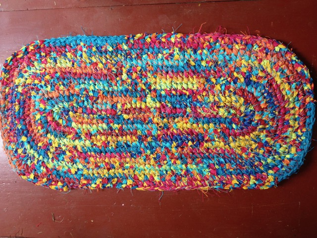Multicoloured crocheted rag rug