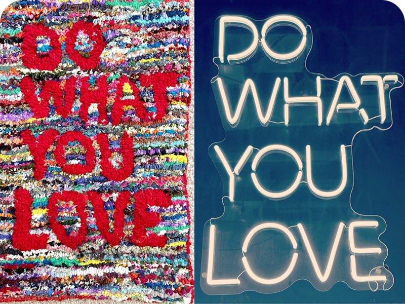 Do what you love hooked multicoloured rag rug placemat 