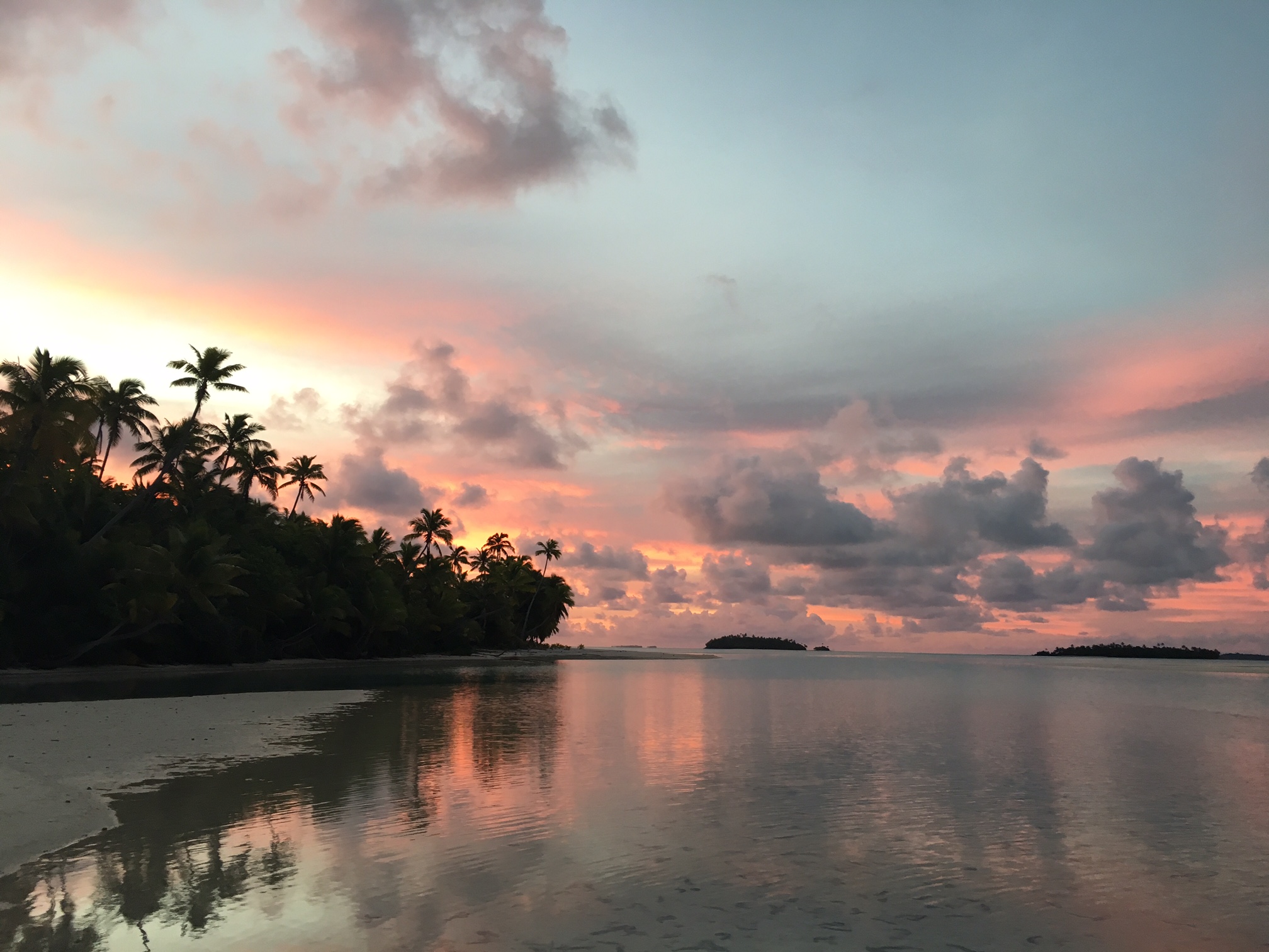 One Foot Island Cook Islands Sunset Palm Trees