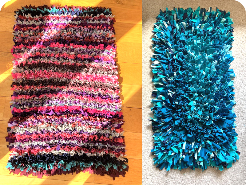 Pink and blue striped proggy mats