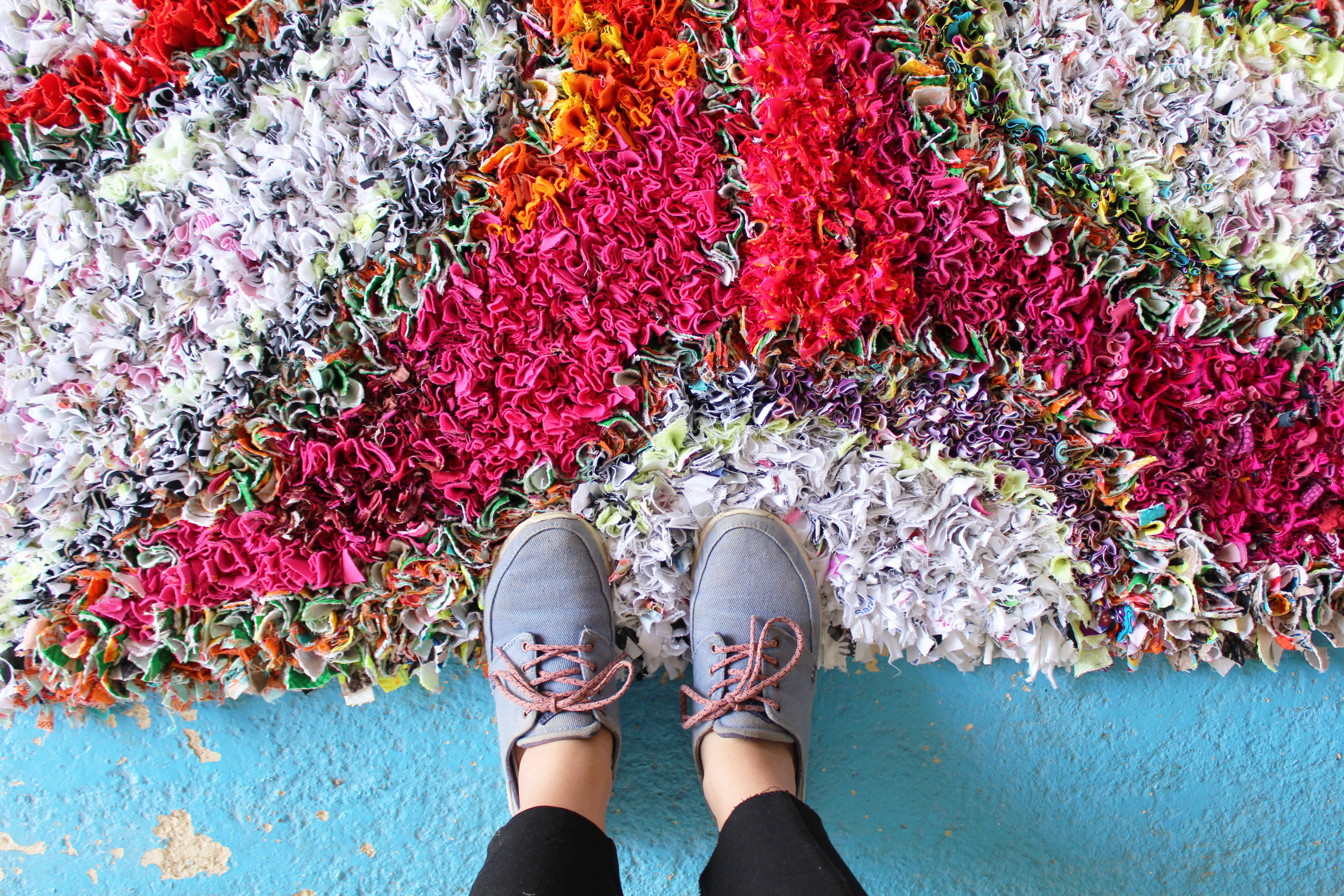 I have this thing with floors photos of a beautiful rag rug on a blue floor