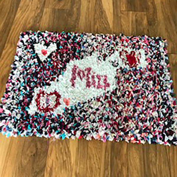 Pink Rag Rug with Name Mia in the Middle