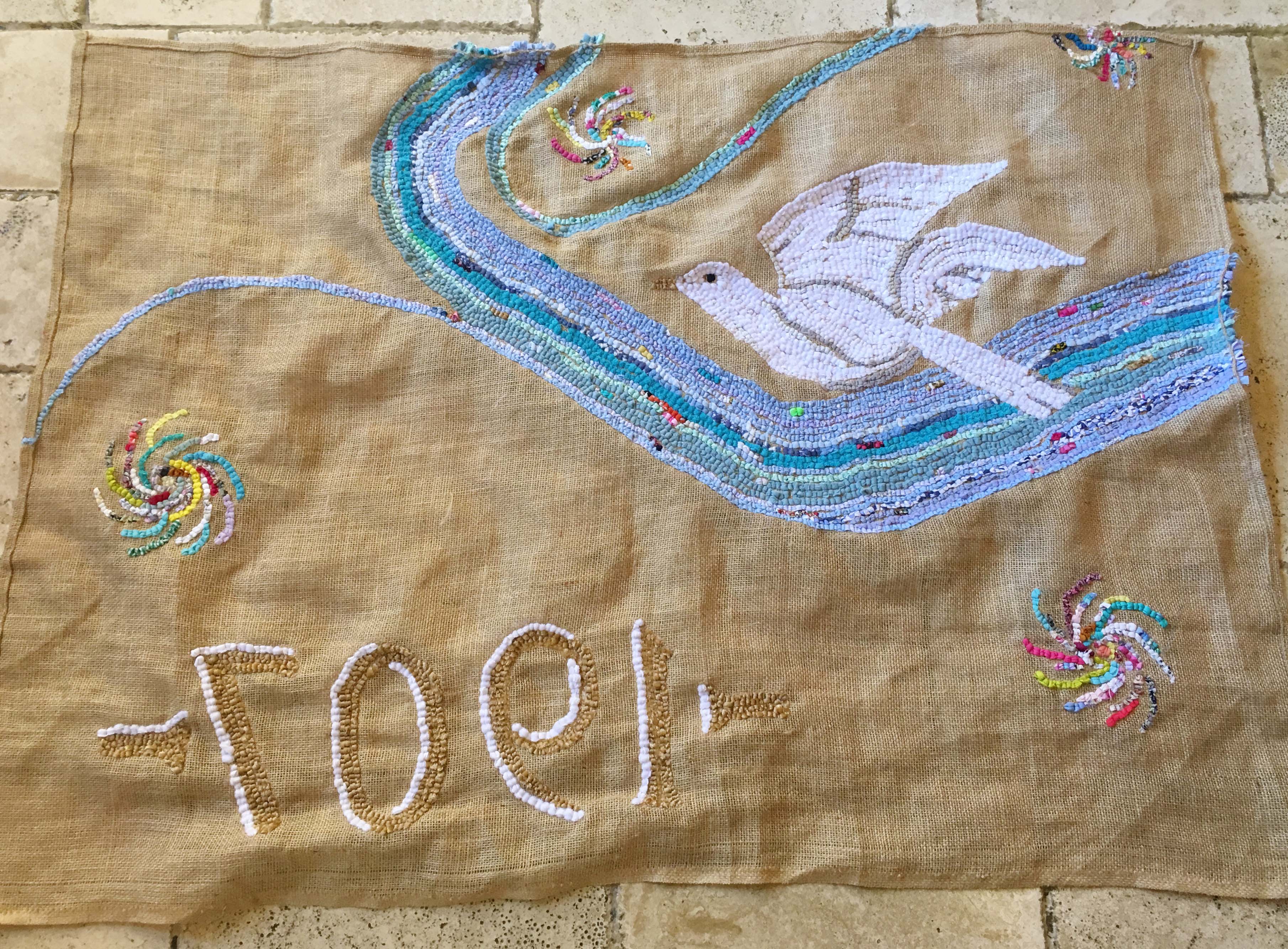 The Back of the Rag Rug Wall Hanging showing the details