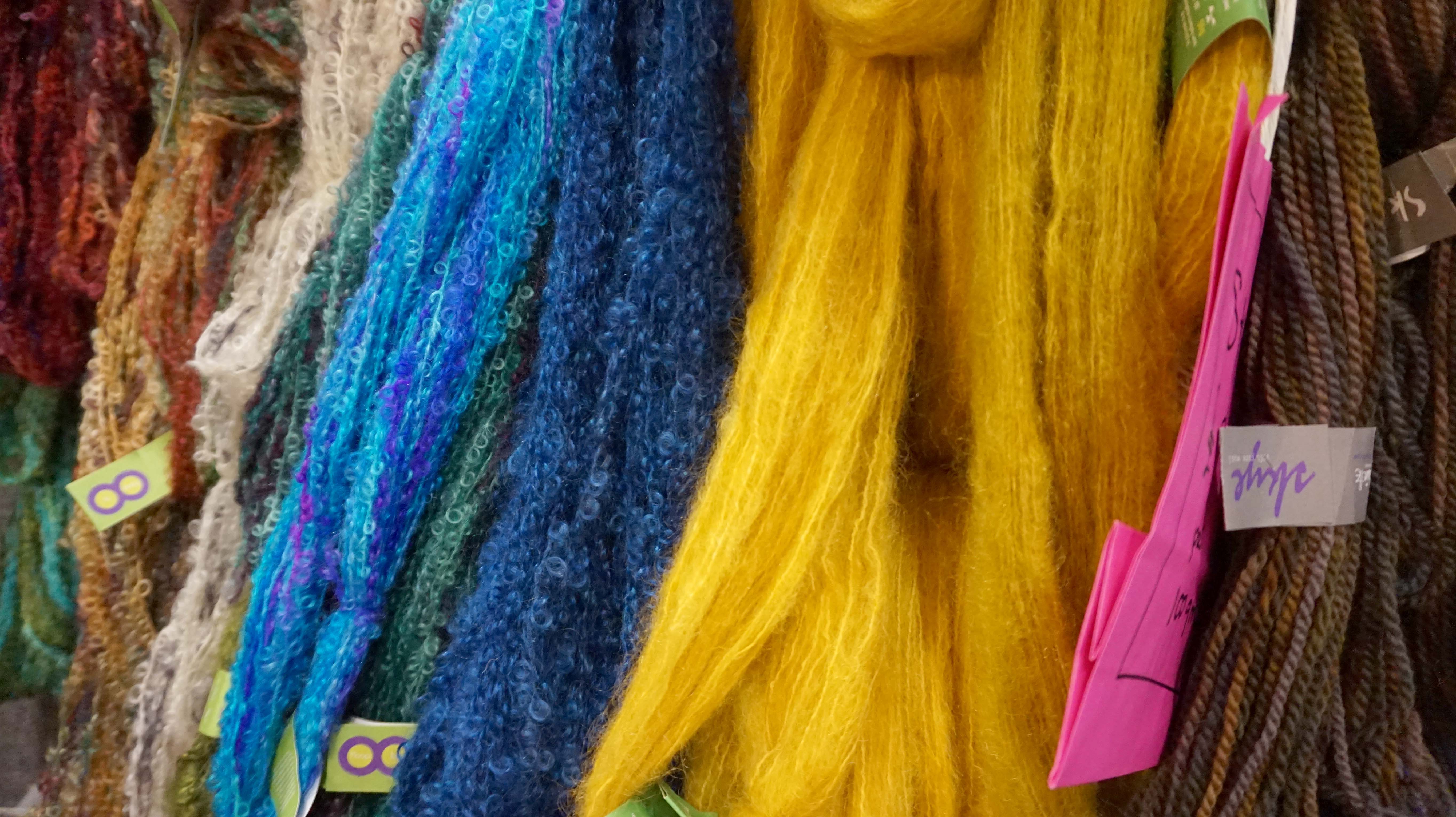 Yellow and Blue Colinette Yarns at Alexandra Palace