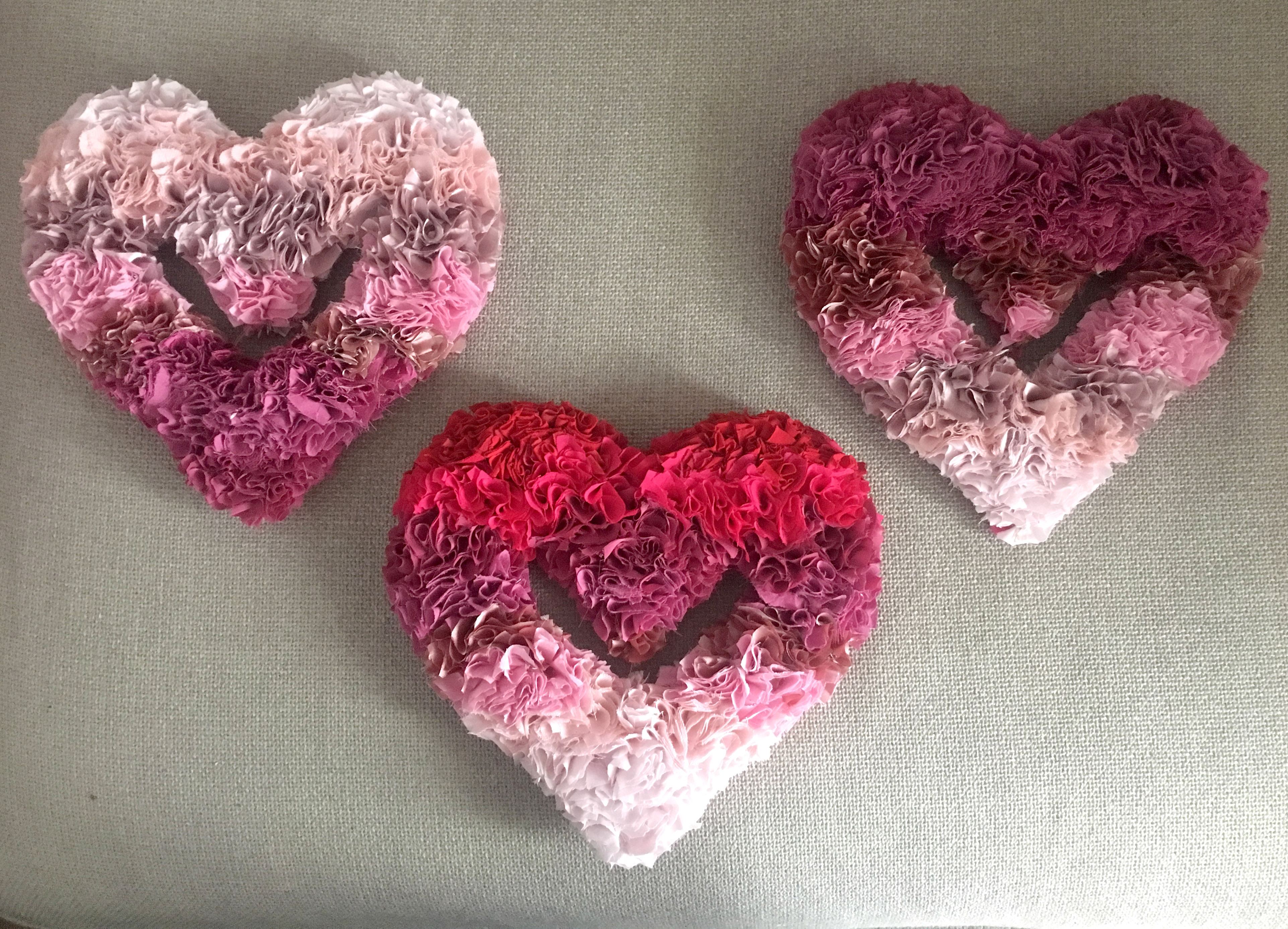 Shaggy Rag Rug Hearts for Valentine's Day Craft Ideas