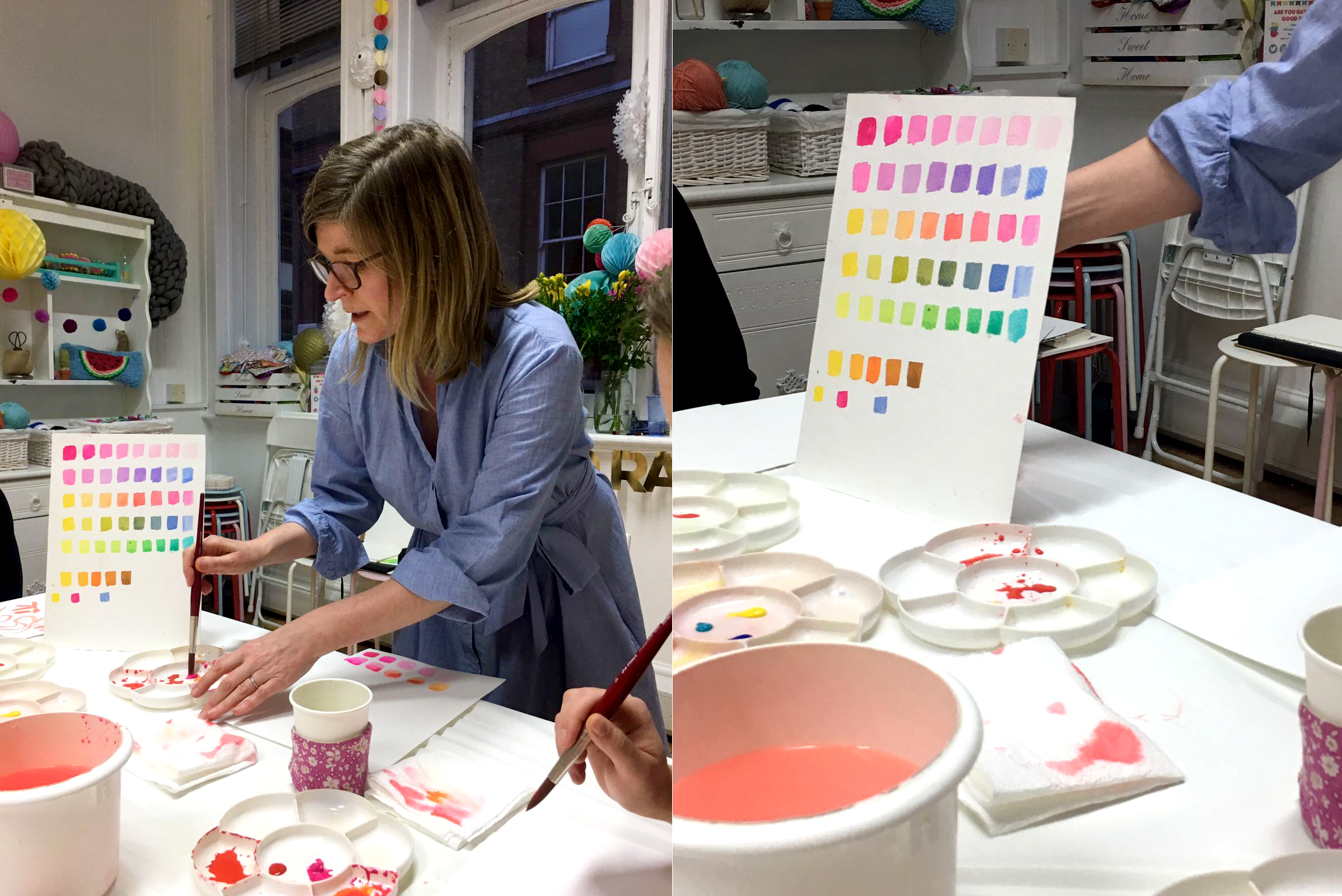 Watercolour workshop at Tea and Crafting in Covent Garden London