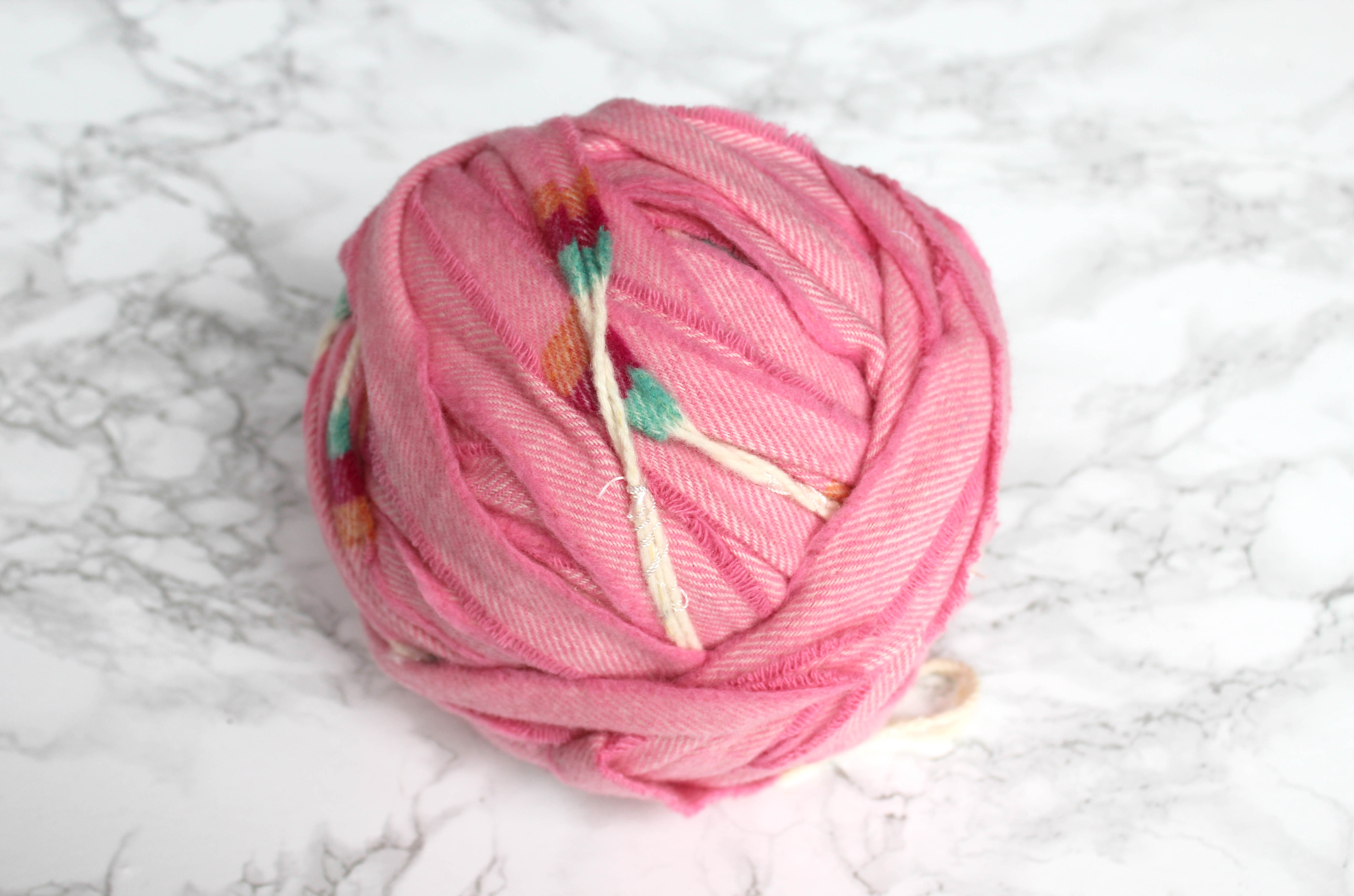 Ball of Recycled Pink Blanket Yarn