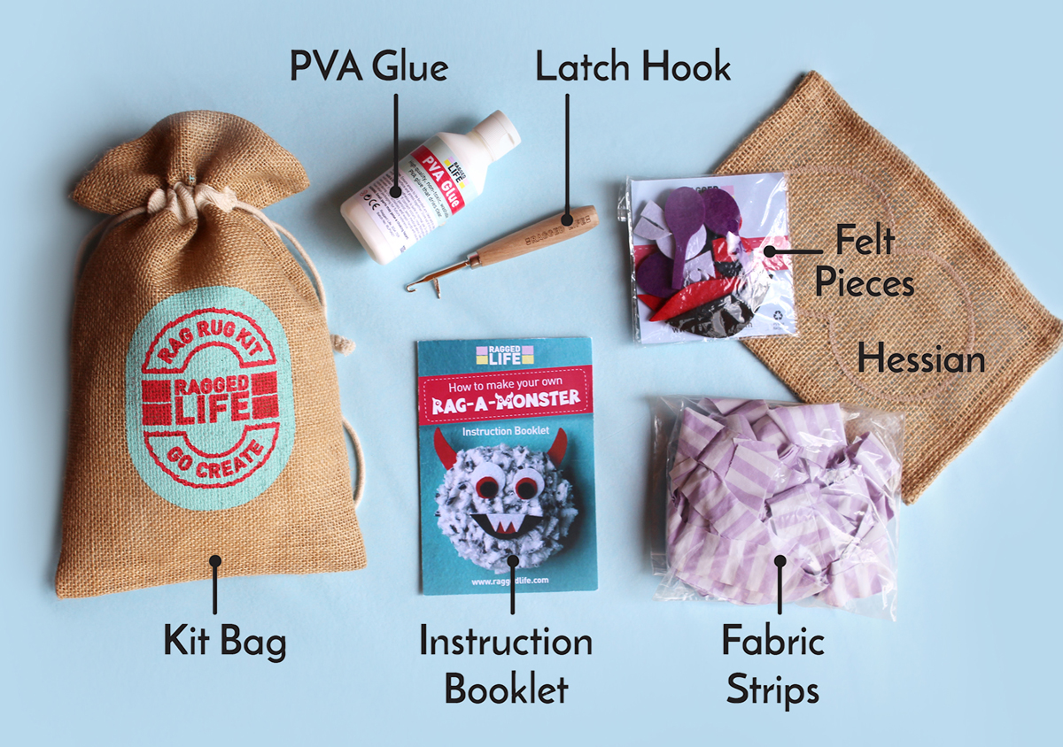 Ragged Life Rag Rug Kids Kit Contents