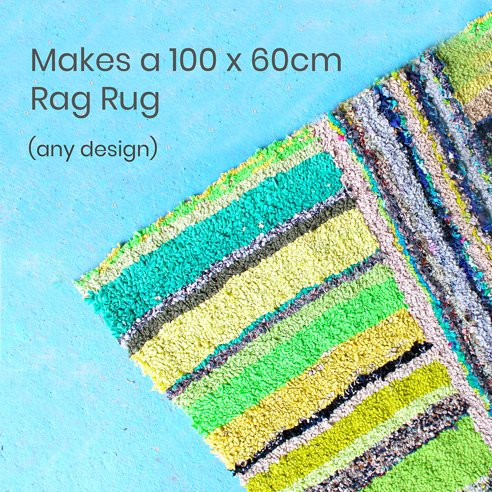 Green striped rag rug