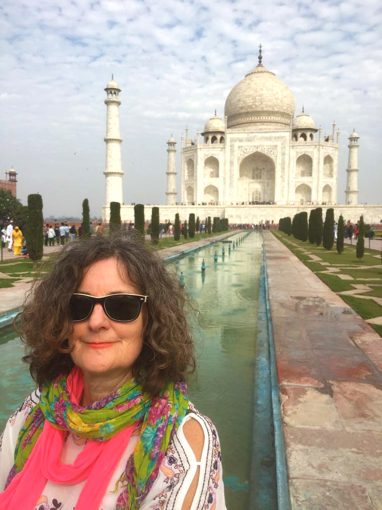 Victoria outside the Taj Mahal in India