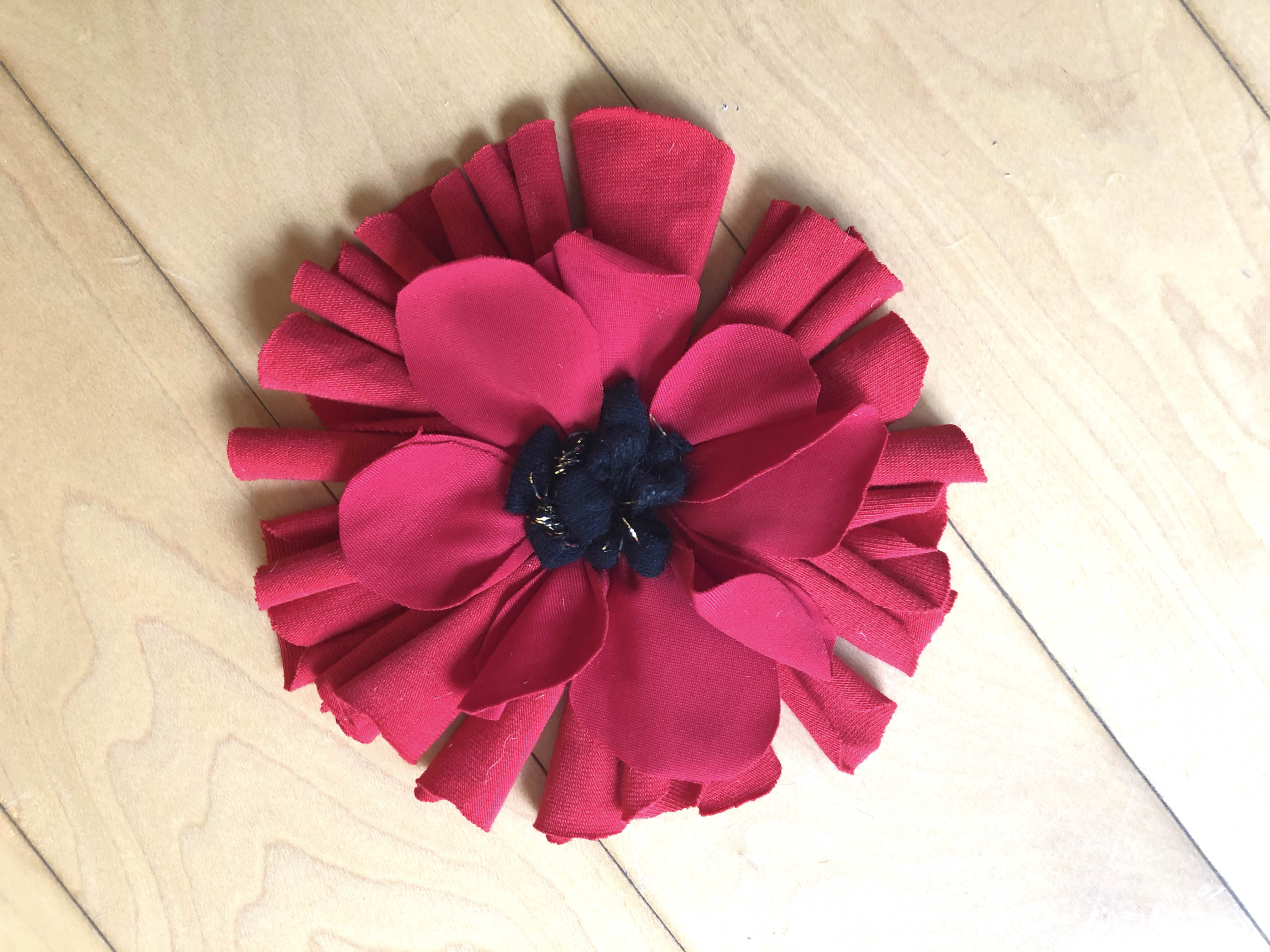 Rag rug poppy for Remembrance Day