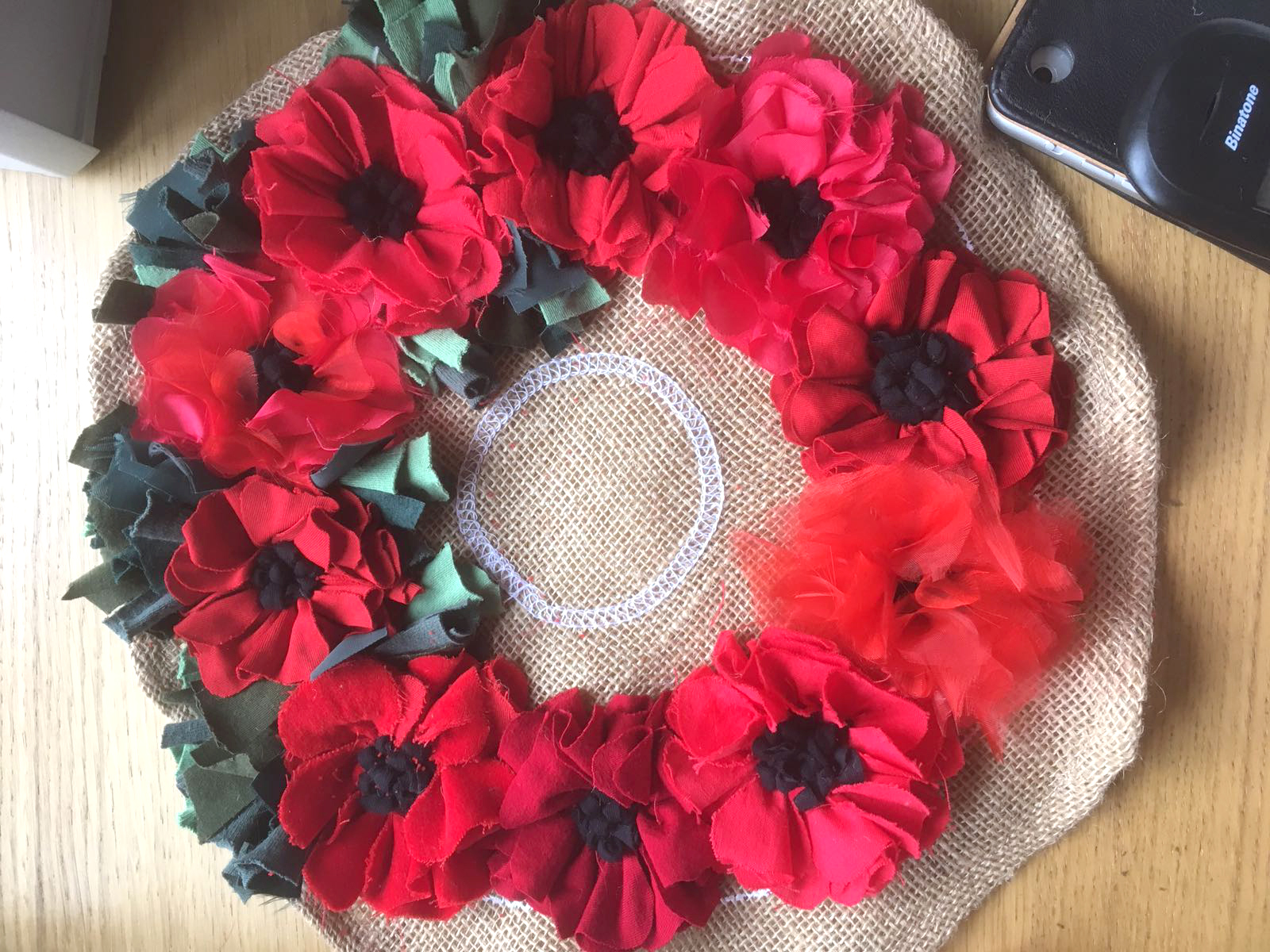 WWI centenary handmade poppy wreath for Remembrance Day