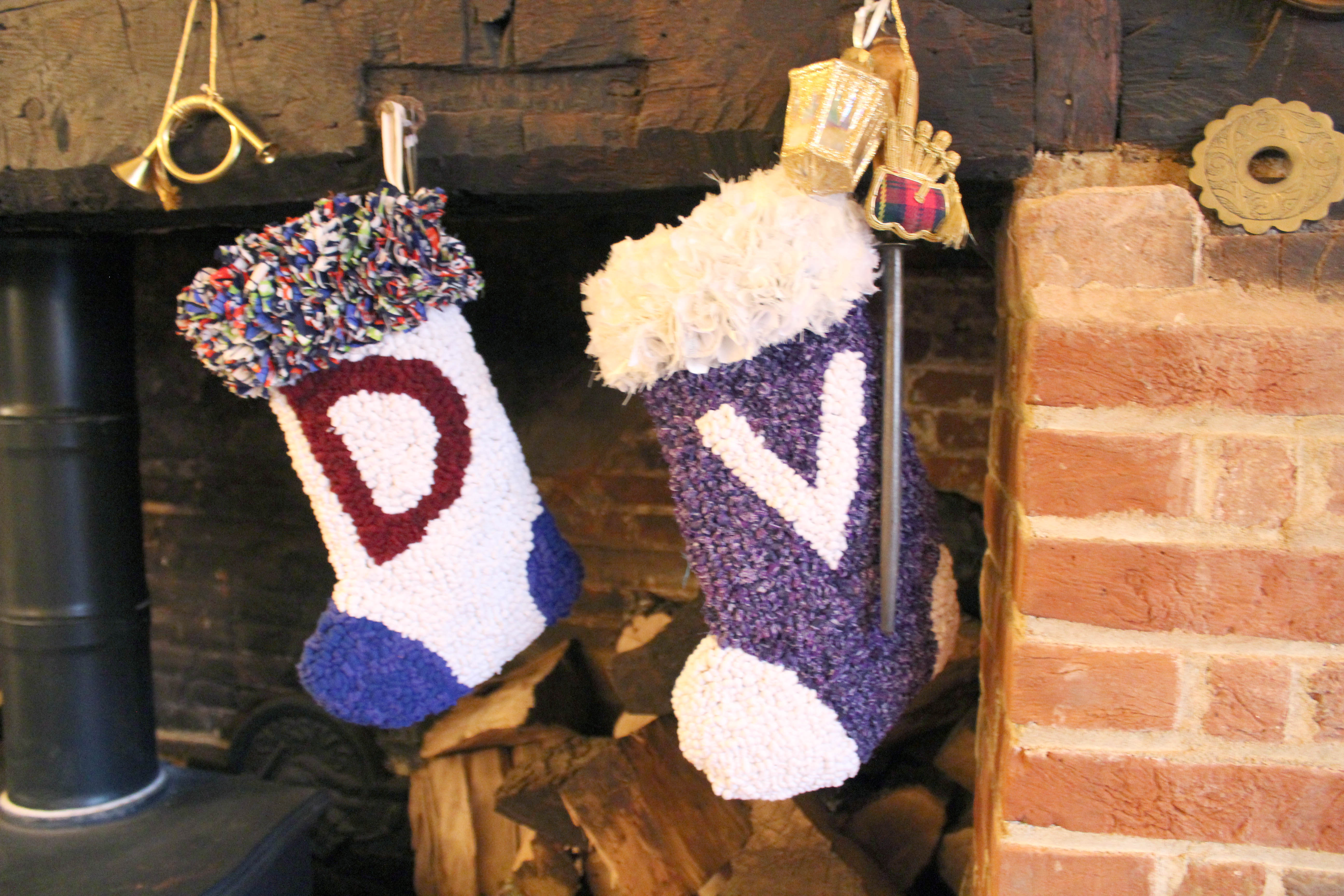 David and Victoria personalised rag rug stockings