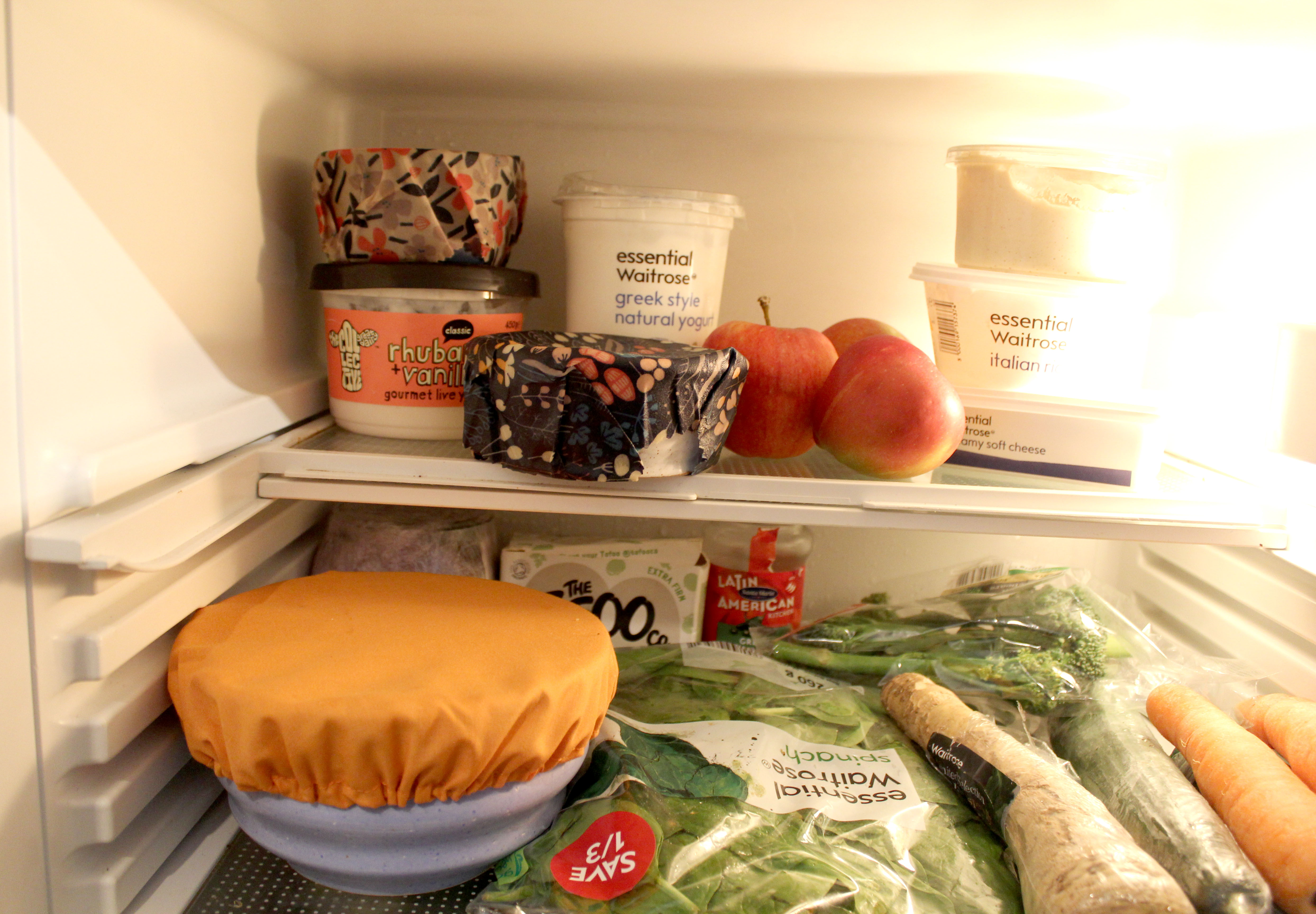 Beeswax wraps in fridge
