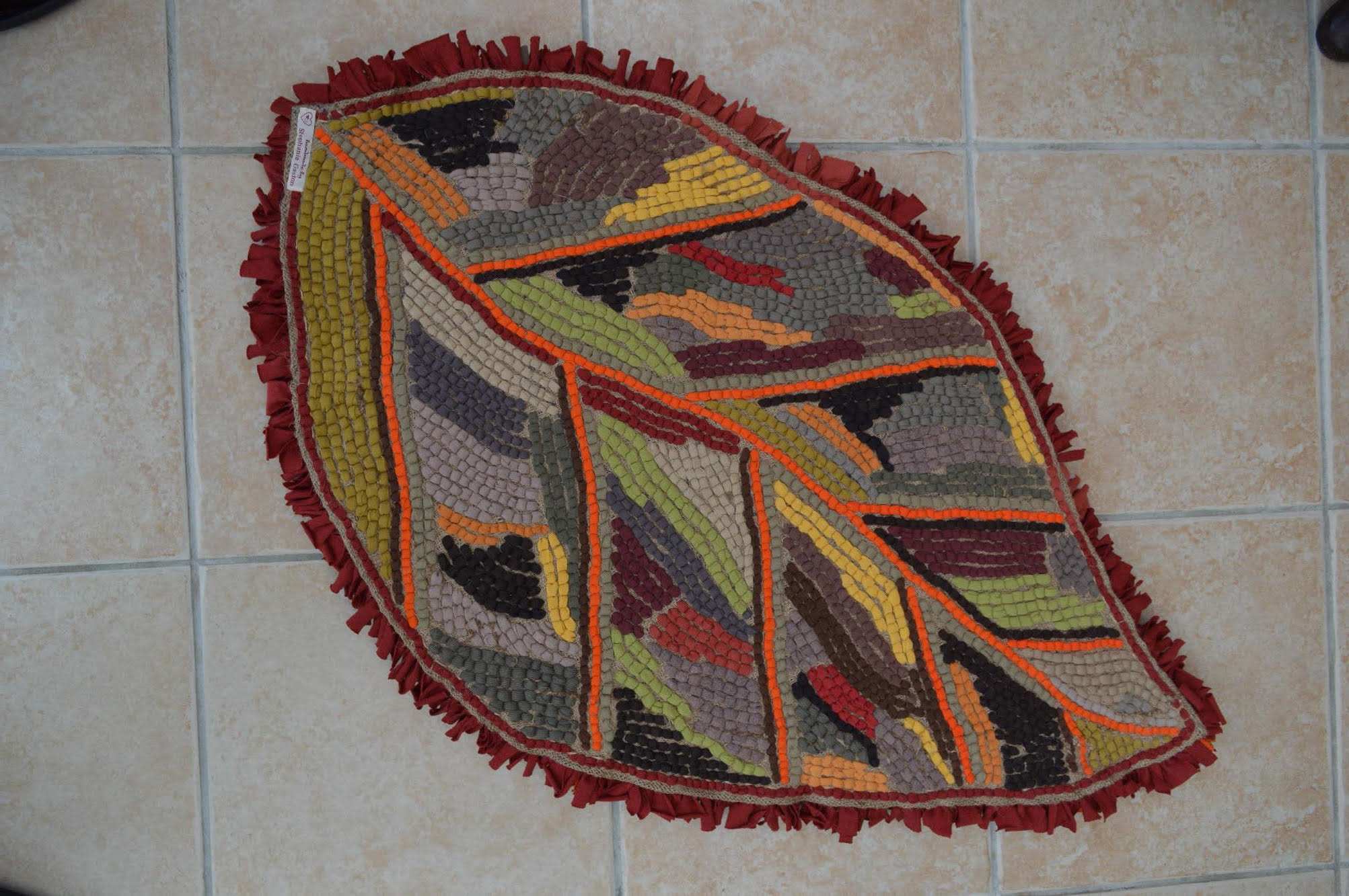 Back of leaf rag rug made by Stephanie Gaston