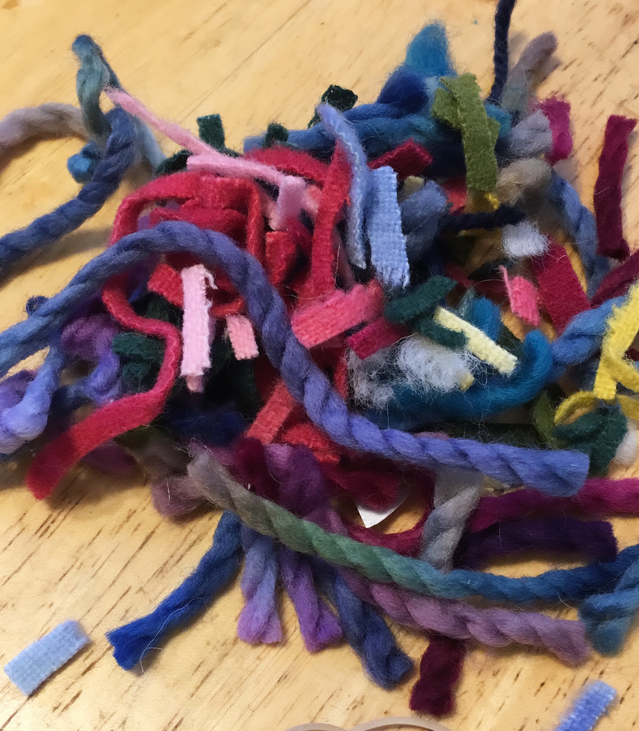 Material scraps for rag rugging