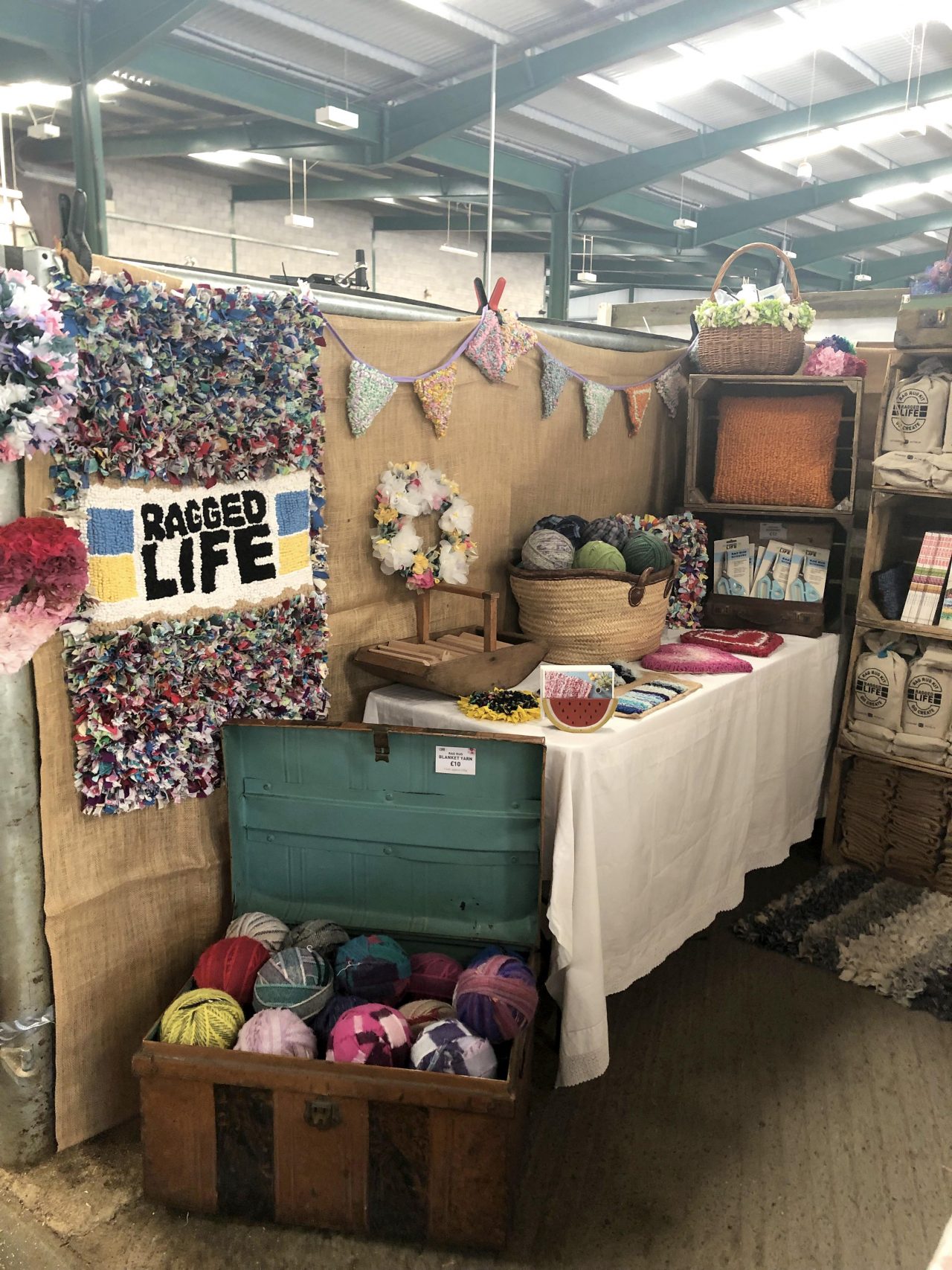 Ragged Life rag rug stand at Woolfest 2019 in Cockermouth, Cumbria festival