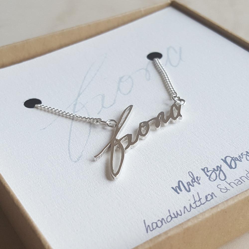 Made by Daisy Silver Handwriting Necklace nominated for the product of the year category at the Mollie Makes Handmade Awards 2019