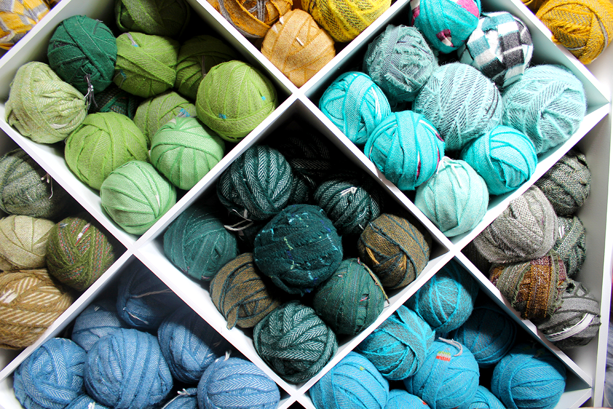 Yellow, Green and Blue 100% Wool Blanket Yarn