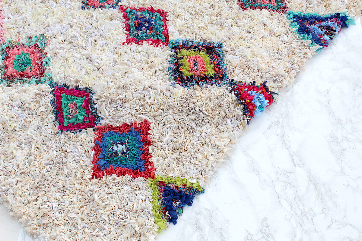 Colourful Boucherouite rag rug handmade in the UK