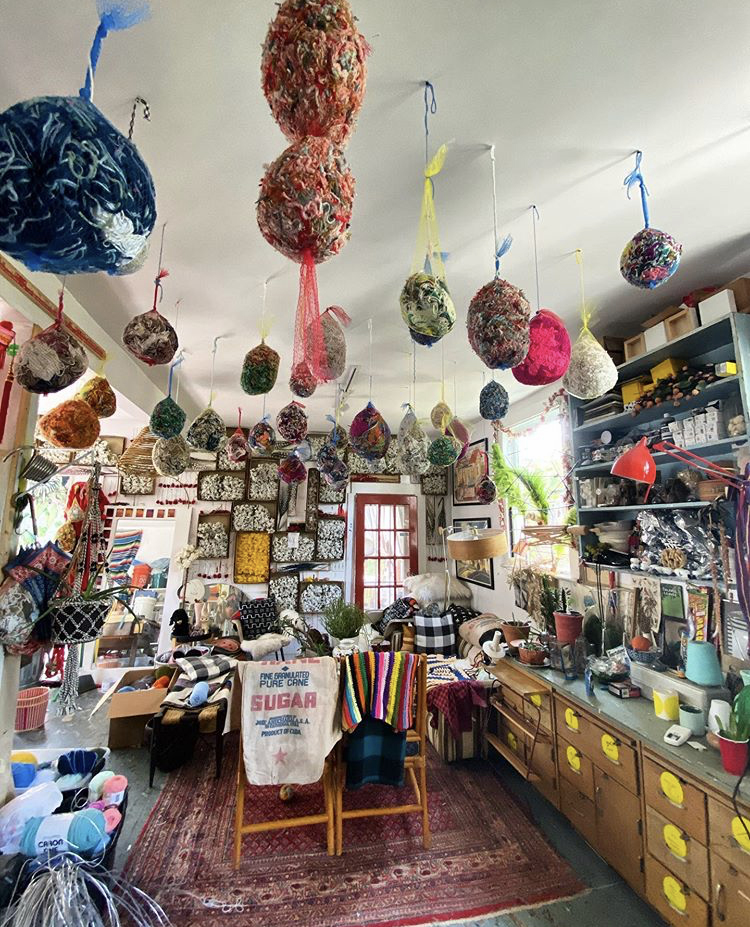 Corner of textile artist's creative studio