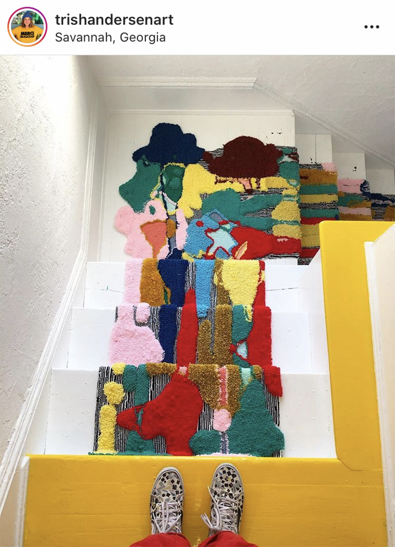 Trish Andersen colourful stairway runner from Instagram