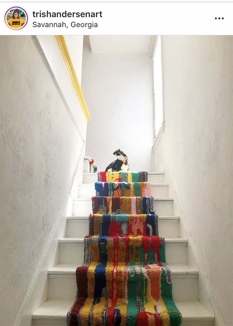 Trish Andersen rainbow stair carpet from Instagram