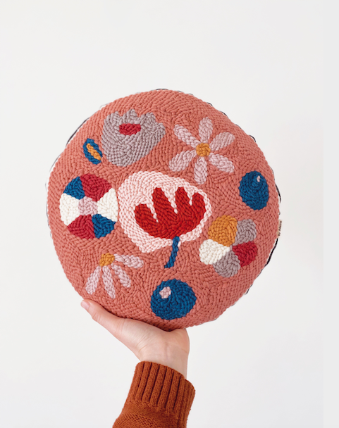 Needle Punching, Adeline Wang, Round Floral Design Cushion