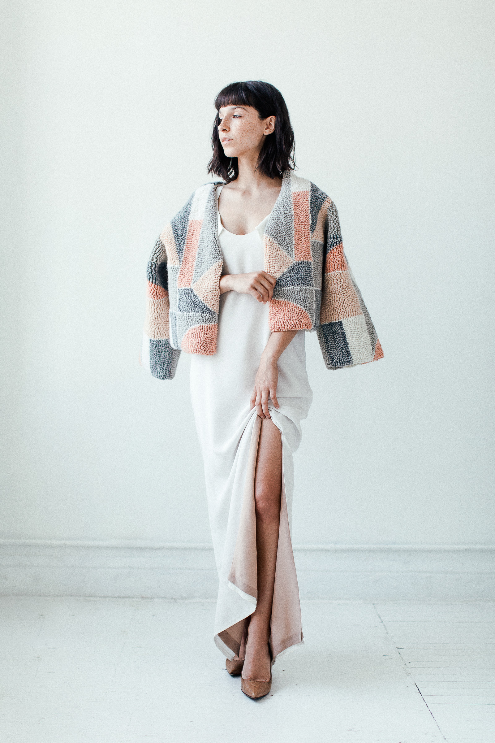 Micah Clasper- Torch Modelled Needle Punched Jacket Grey Pink