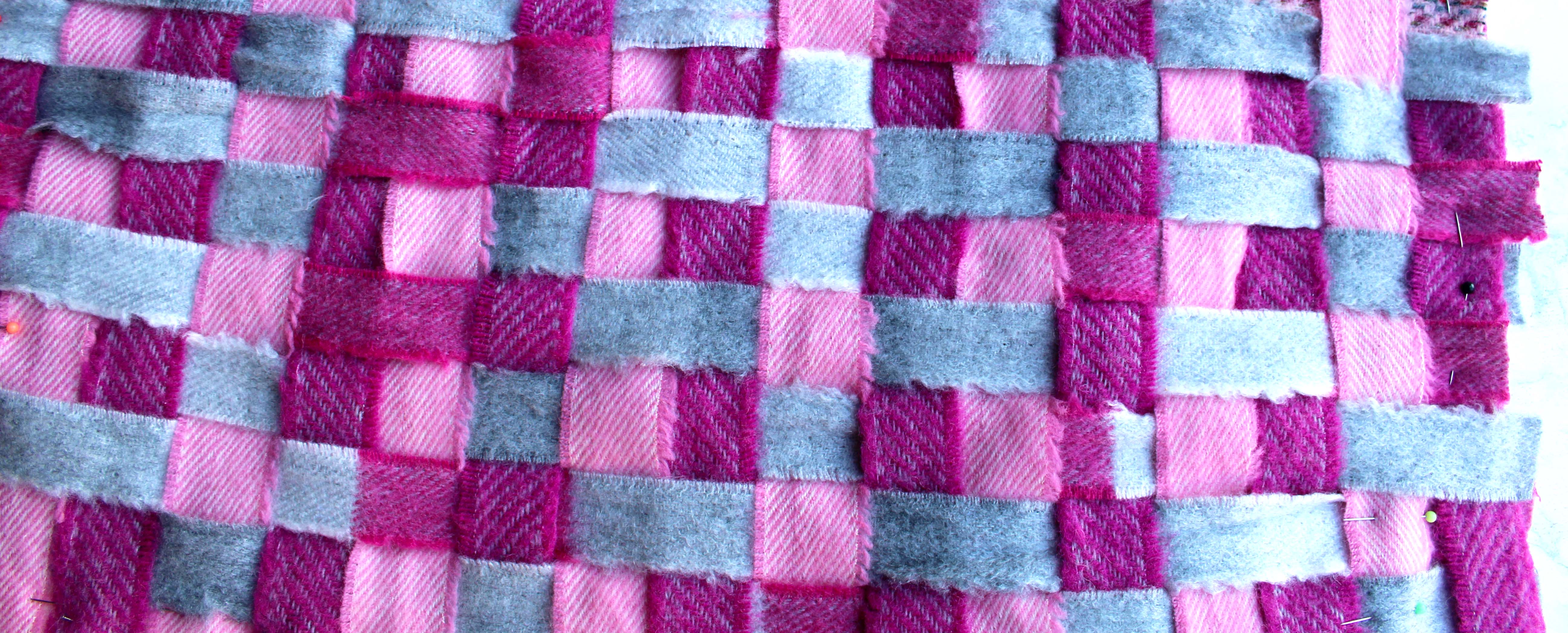 Grey And Pink Ribbon Blanket Yarn Weaving