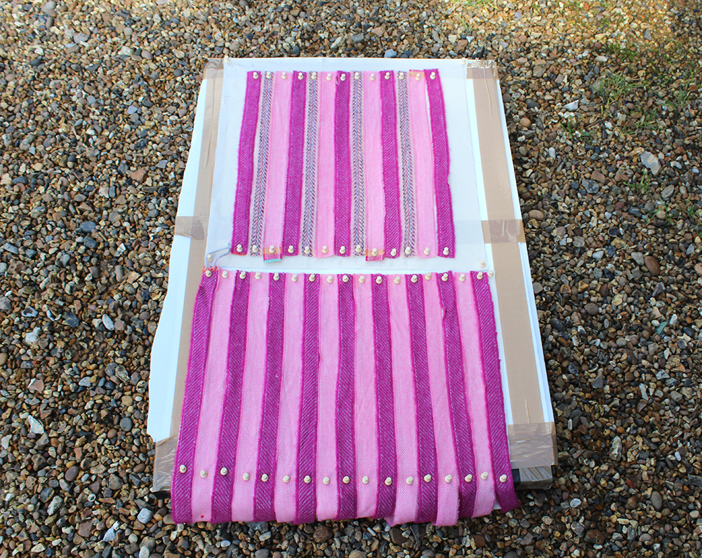 Strips Pink Ribbon Blanket Yarn Ready For Weaving