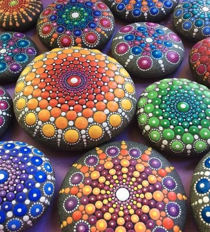 easy craft projects stone art beautiful multicoloured dot work