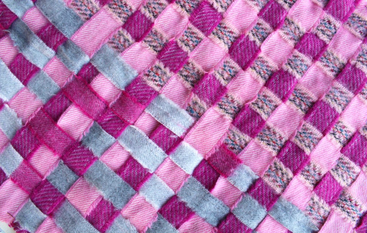 Mixed Purple Pink Blanket Yarn Sample Ribbon Weaving Grey Pinks Purple